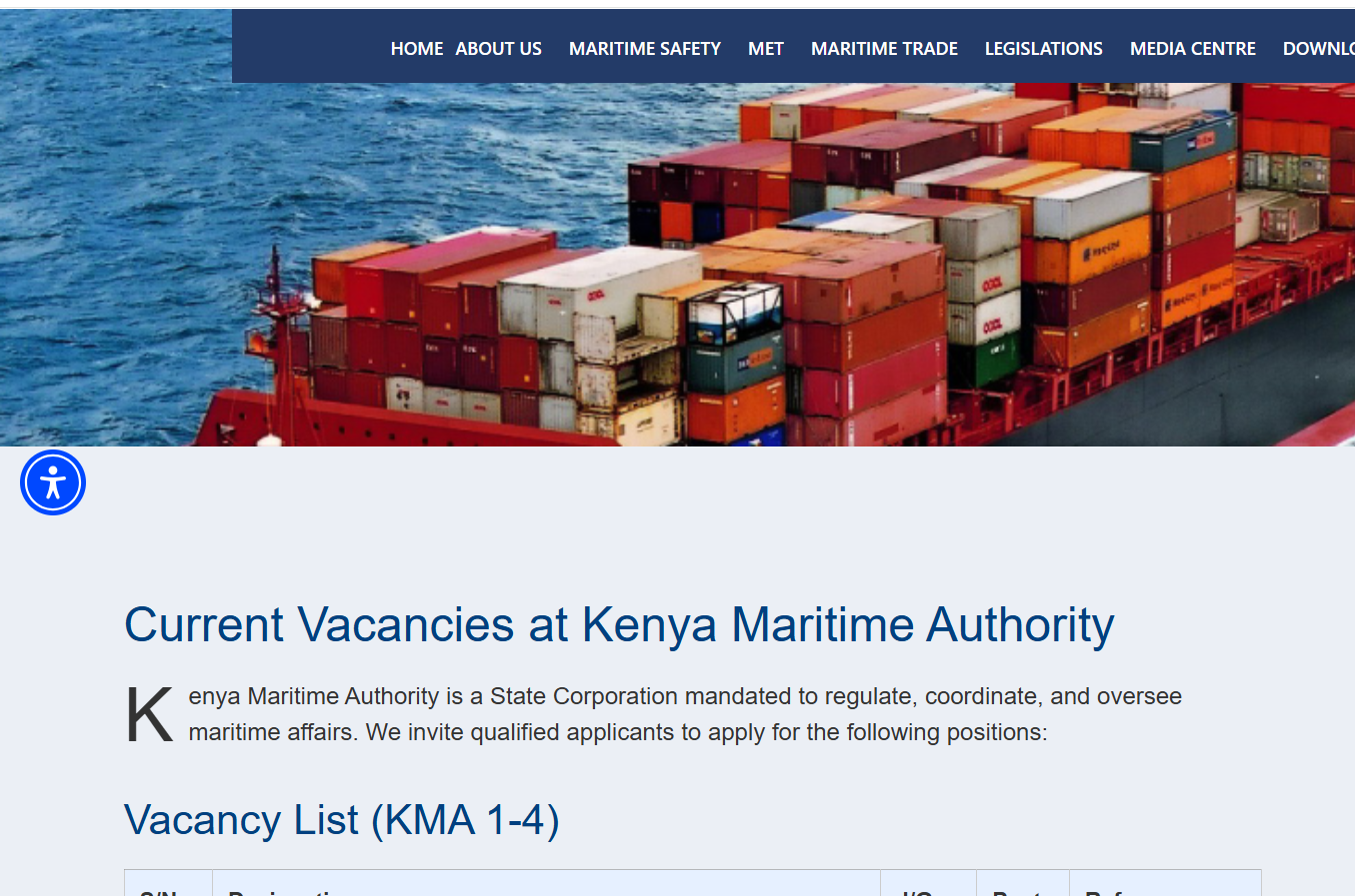 Kenya Maritime Authority Recruitment 2025/2026 Application Form Portal